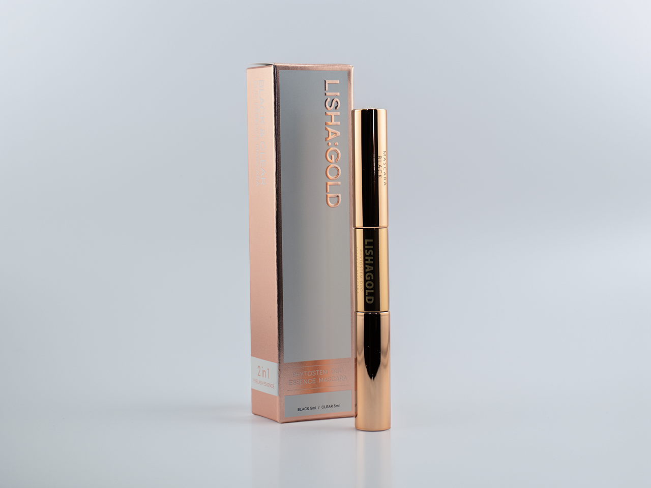 Lisha: Gold Black & Clear Duo Essence Mascara