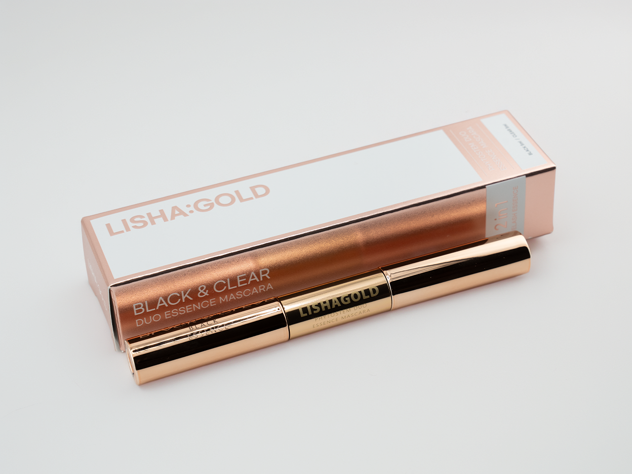Lisha: Gold Black & Clear Duo Essence Mascara